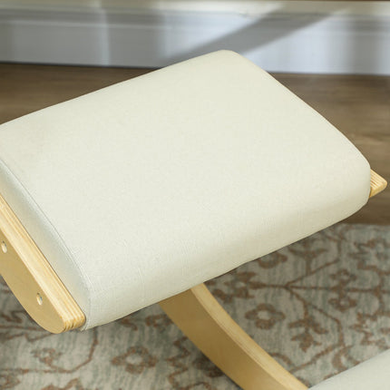 Ergonomic Kneeling Chair for Posture, Rocking Design, Cream