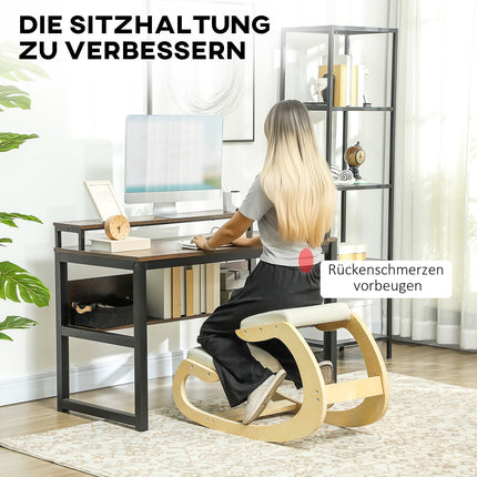 Ergonomic Kneeling Chair for Posture, Rocking Design, Cream