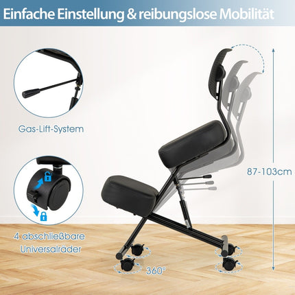Ergonomic Kneeling Chair with Adjustable Height and Backrest