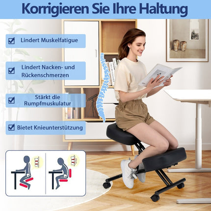 Ergonomic Kneeling Chair with Adjustable Height and Wheels