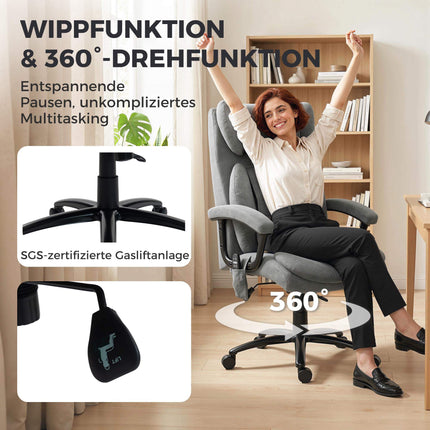 Ergonomic Massage Office Chair with High Back, Grey Velvet