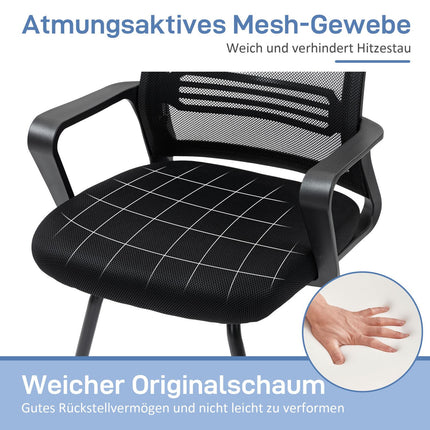 Ergonomic Mesh Chair, Foam, Metal Legs, Black