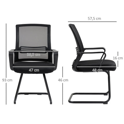 Ergonomic Mesh Chair, Foam, Metal Legs, Black