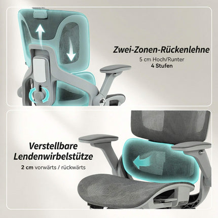 Ergonomic Mesh Office Chair, Adjustable 4D Armrests, Grey