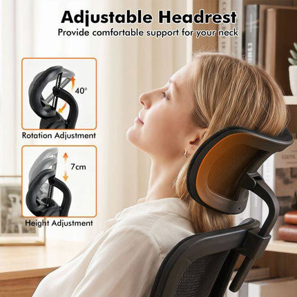 Ergonomic Mesh Office Chair, Adjustable Armrests & Headrest, Black