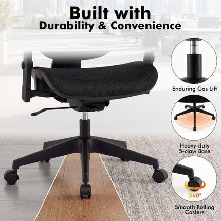 Ergonomic Mesh Office Chair, Adjustable Armrests & Headrest, Black