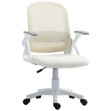 Ergonomic Mesh Office Chair, Flip-Up Arms, White