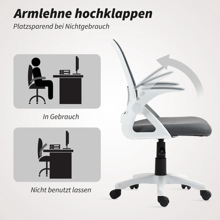 Ergonomic Mesh Office Chair with Foldable Arms, Gray