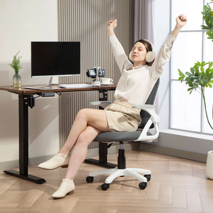 Ergonomic Mesh Office Chair with Foldable Arms, Gray