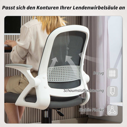 Ergonomic Mesh Office Chair with Foldable Arms, Gray