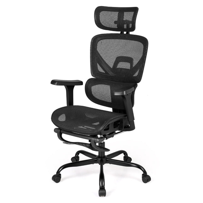 Ergonomic Mesh Office Chair with Footrest, Black