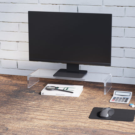 Ergonomic monitor stand in acrylic, Transparent, 53x19x9cm