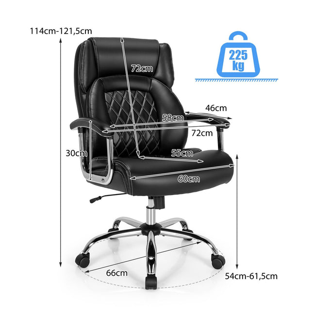 Ergonomic Office Chair, 225kg Capacity, Adjustable Recline