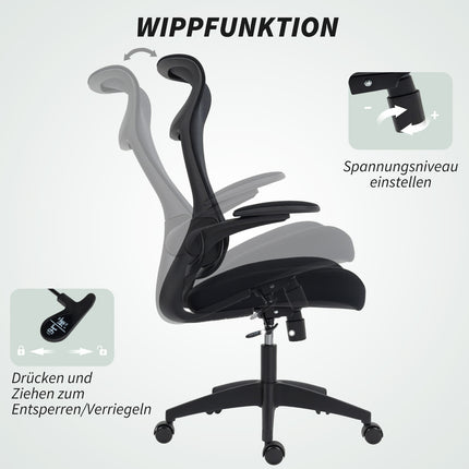 Ergonomic Office Chair, 3D Armrests, Mesh Back, Black