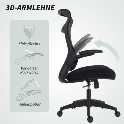 Ergonomic Office Chair, 3D Armrests, Mesh Back, Black