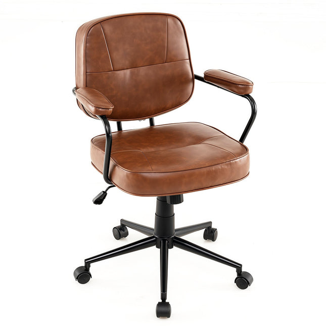 Ergonomic Office Chair, Adjustable, Brown Faux Leather