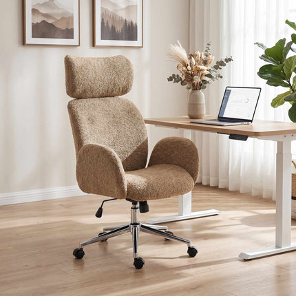 Ergonomic Office Chair, Adjustable Headrest, Brown