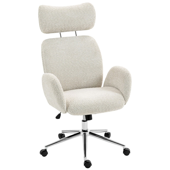 Ergonomic Office Chair, Adjustable Headrest, Tilt, Gray-White