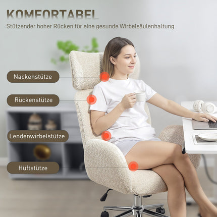 Ergonomic Office Chair, Adjustable Headrest, Tilt, Gray-White