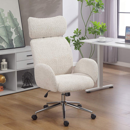 Ergonomic Office Chair, Adjustable Headrest, Tilt, Gray-White
