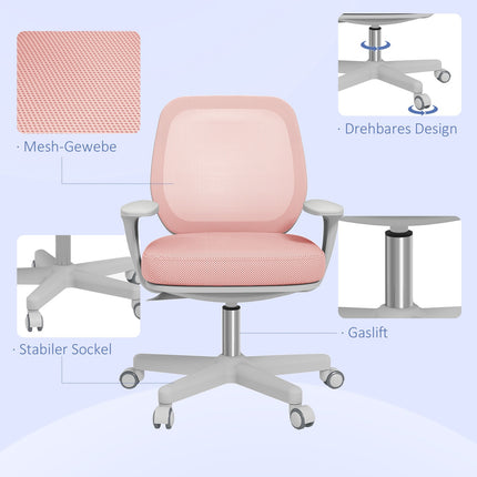 Ergonomic Office Chair, Adjustable Height, Pink, 360° Swivel