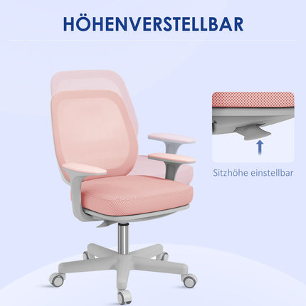 Ergonomic Office Chair, Adjustable Height, Pink, 360° Swivel