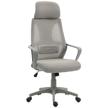 Ergonomic Office Chair, Adjustable Height with Headrest, Grey