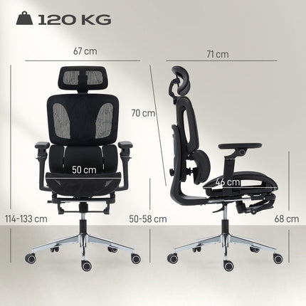 Ergonomic Office Chair, Adjustable Lumbar & Headrest, Black Mesh