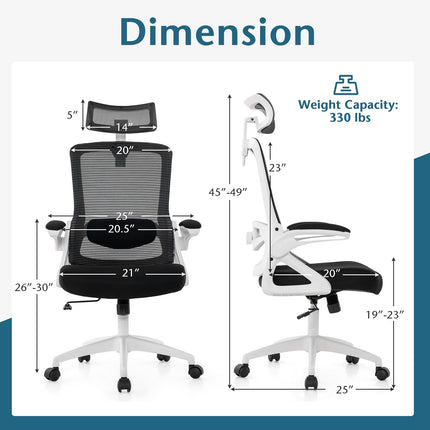 Ergonomic Office Chair – Adjustable Lumbar, Mesh, White