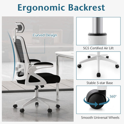 Ergonomic Office Chair – Adjustable Lumbar, Mesh, White