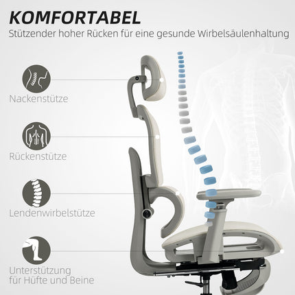 Ergonomic Office Chair, Adjustable Mesh, Armrests, Beige