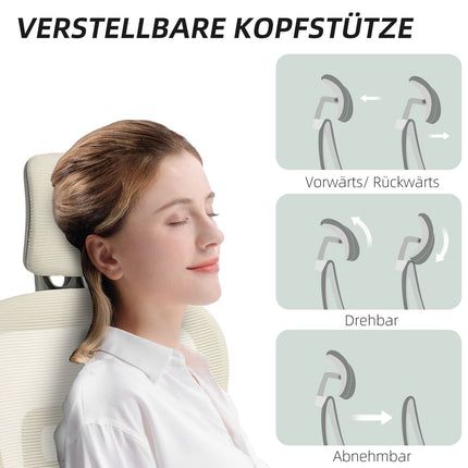 Ergonomic Office Chair, Adjustable Mesh, Armrests, Beige