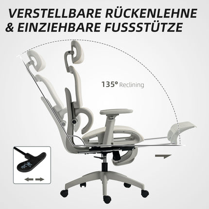 Ergonomic Office Chair, Adjustable Mesh, Armrests, Beige