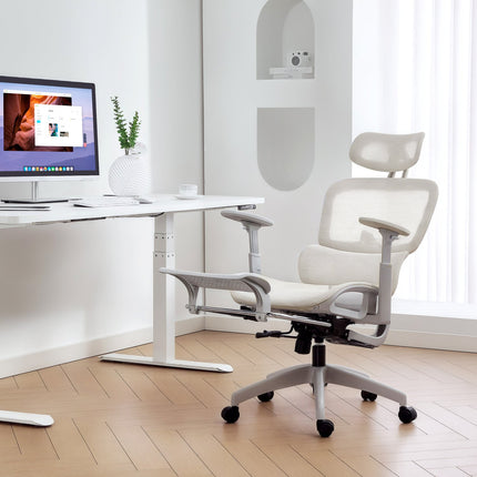 Ergonomic Office Chair, Adjustable Mesh, Armrests, Beige