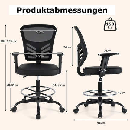 Ergonomic Office Chair, Adjustable Seat Height 54-75 cm