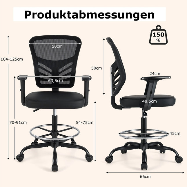 Ergonomic Office Chair, Adjustable Seat Height 54-75 cm