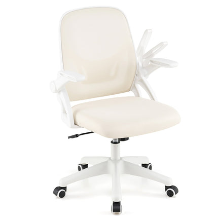 Ergonomic Office Chair, Beige, Folding Arms, Lumbar Support