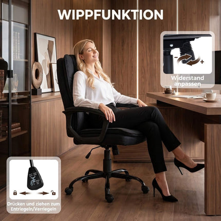 Ergonomic Office Chair, Black Fabric, Adjustable Height, Padded