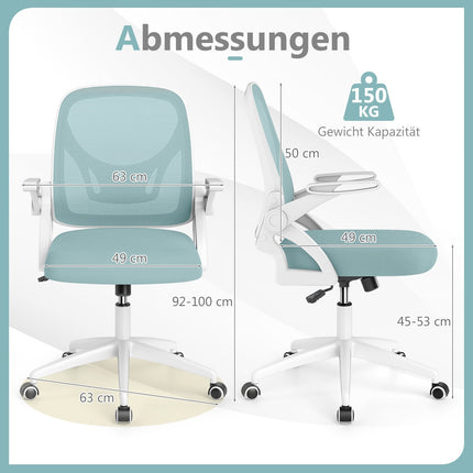 Ergonomic Office Chair, Blue – Foldable Arms, Rocking Function
