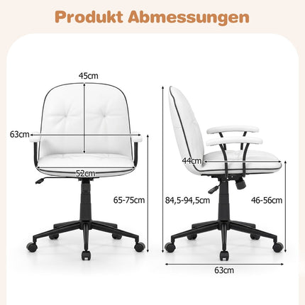 Ergonomic Office Chair, Faux Leather, White, Adjustable