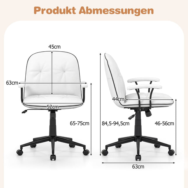 Ergonomic Office Chair, Faux Leather, White, Adjustable