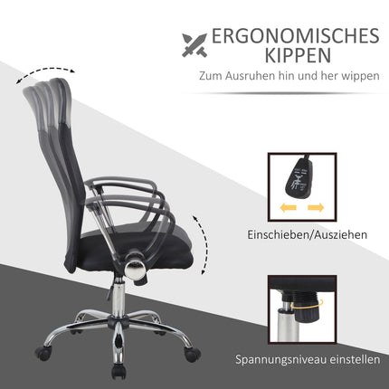 Ergonomic black swivel gaming chair, mesh foam, adjustable height