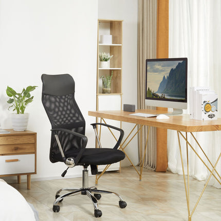 Ergonomic black swivel gaming chair, mesh foam, adjustable height