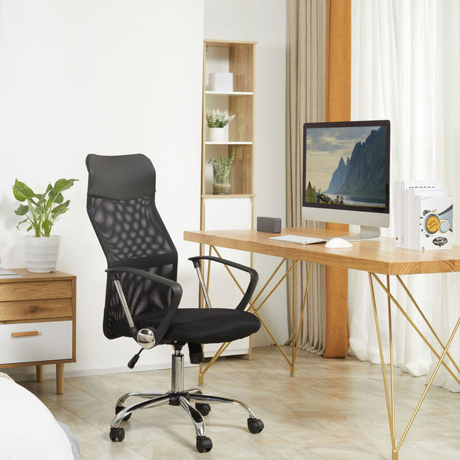 Ergonomic black swivel gaming chair, mesh foam, adjustable height