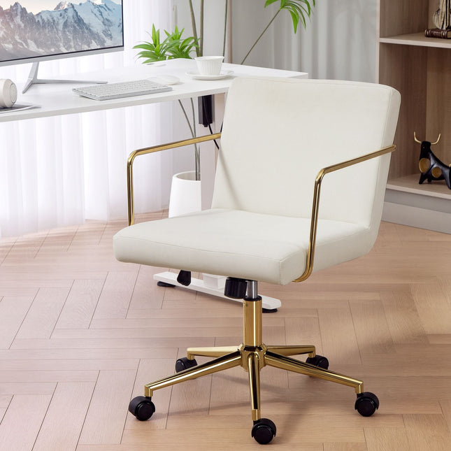 Ergonomic Office Chair, Gold Accents, Velvet-Look Fabric