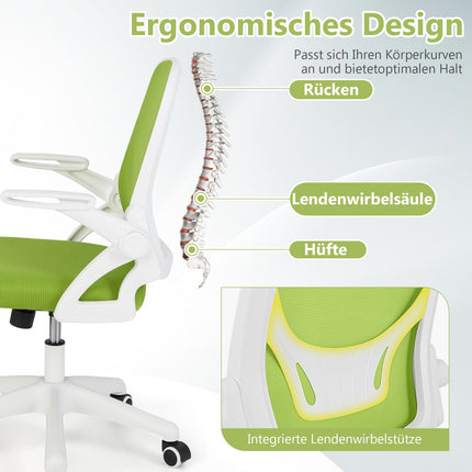 Ergonomic Office Chair, Green, Flip-Up Arms, Lumbar Support