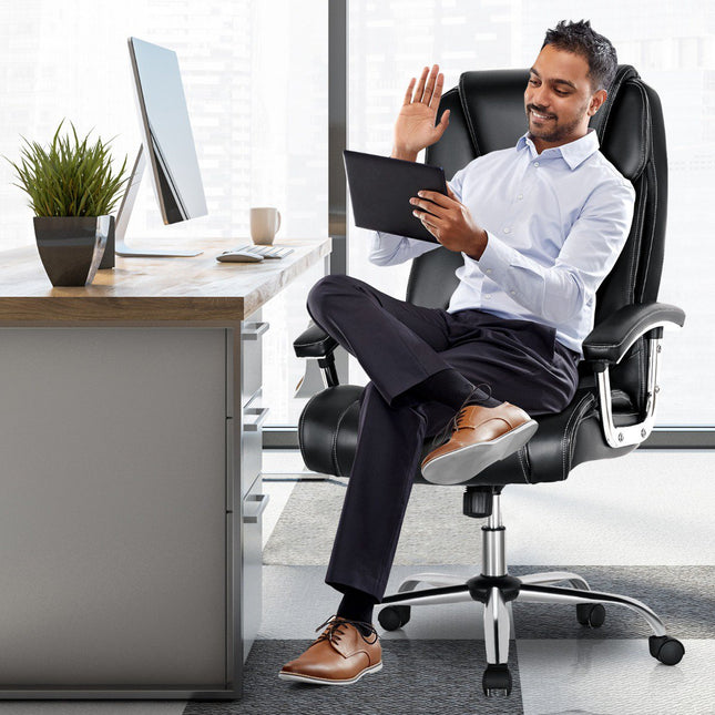 Ergonomic Office Chair – High Back, Padded Arms, Swivel, Black
