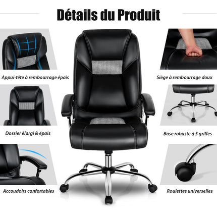 Ergonomic Office Chair – High Back, Padded Arms, Swivel, Black
