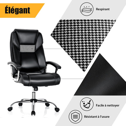 Ergonomic Office Chair – High Back, Padded Arms, Swivel, Black
