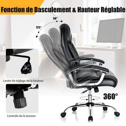 Ergonomic Office Chair – High Back, Padded Arms, Swivel, Black